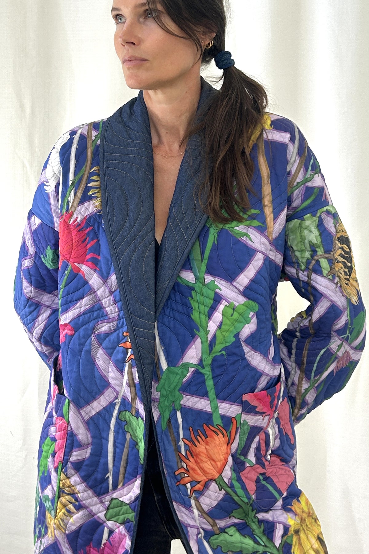 Quilted Kimono WILTED blue