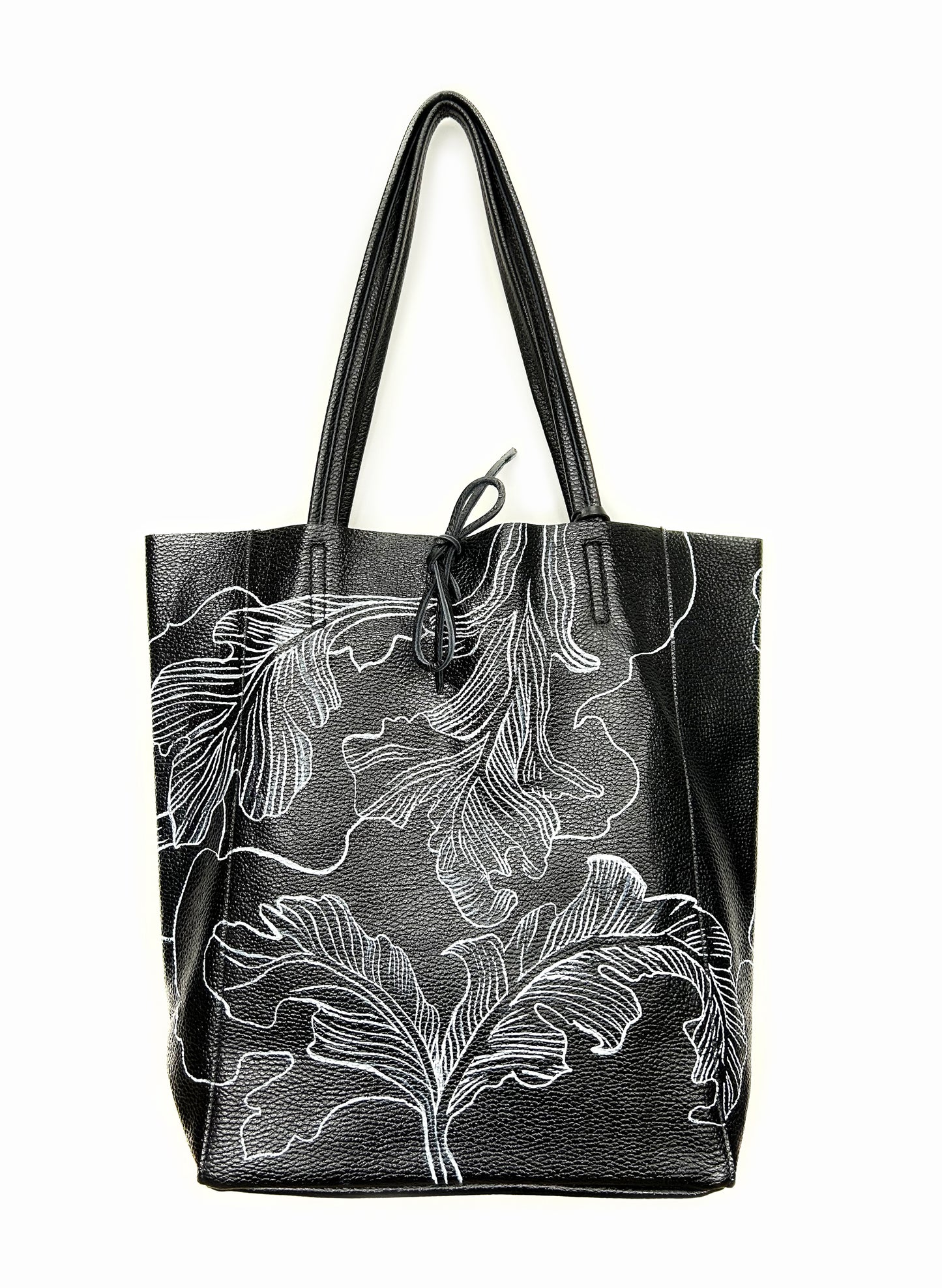 Acanthus handpainted tote bag black