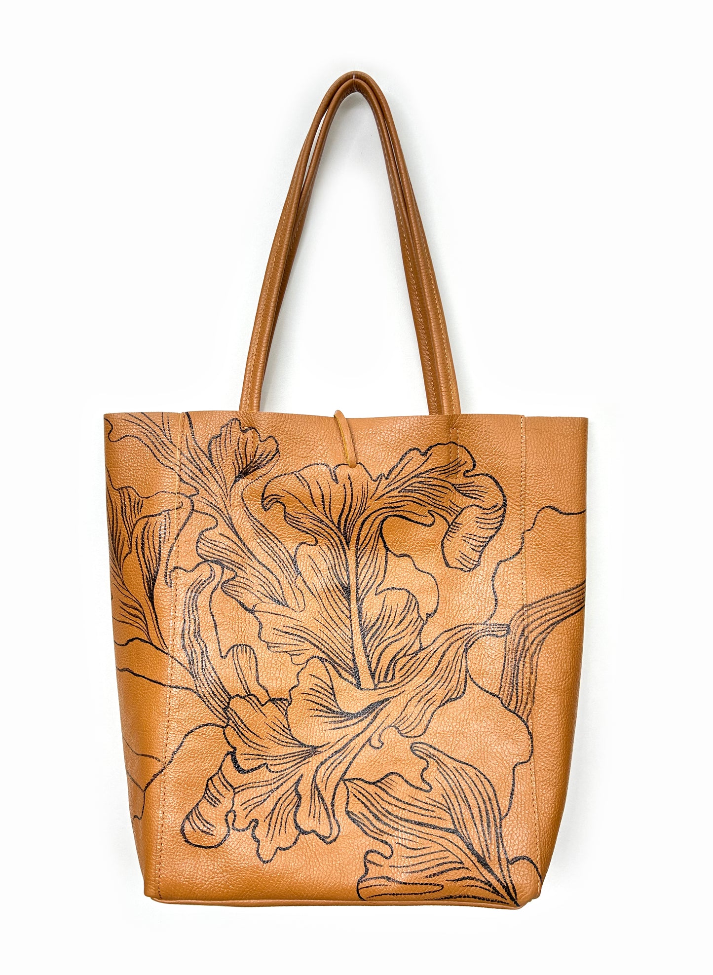 Acanthus handpainted tote bag camel