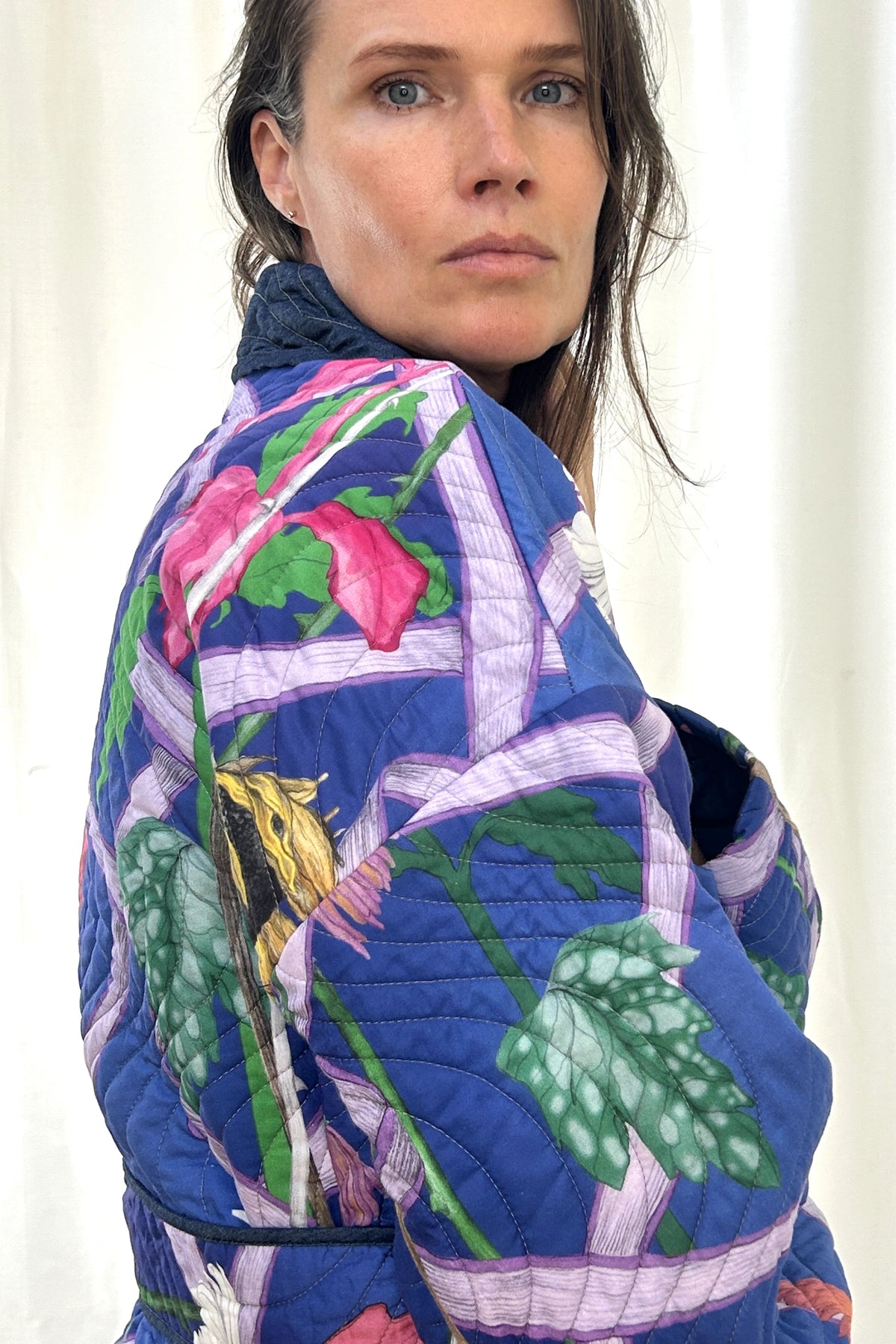 Quilted Kimono WILTED blue